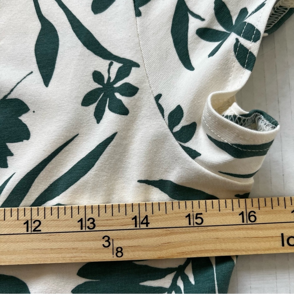 Pact NWOT Organic Cotton Fit & Flare Crossover Tropical Palm Summer Dress Small - Picture 13 of 16
